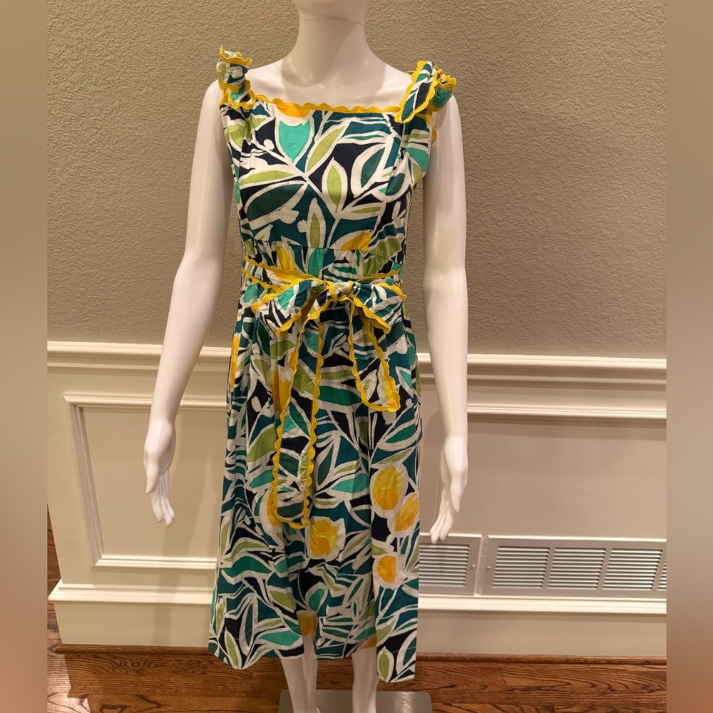 Stellah Green and Yellow Leaf Print Midi Dress